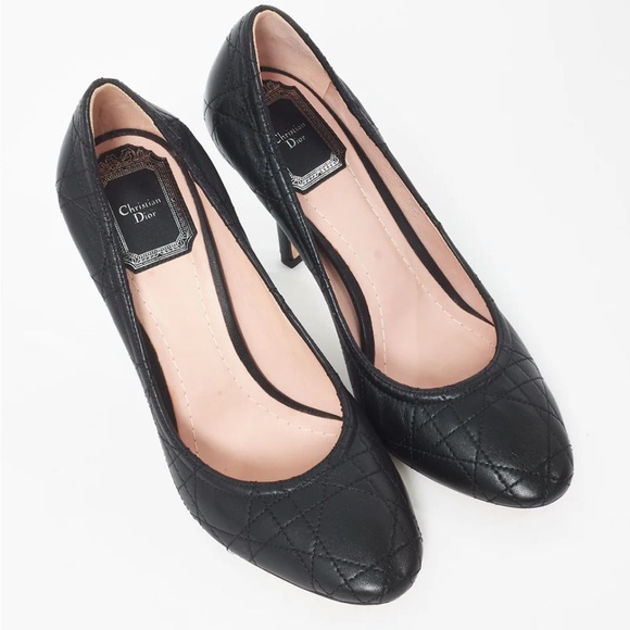 Dior Black Cannage Motif Quilted Patent Leather Pumps Size 39 (US 9) - Picture 1 of 10